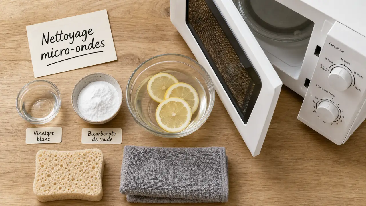 Nettoyage micro onde avec citron, vinaigre et bicarbonate