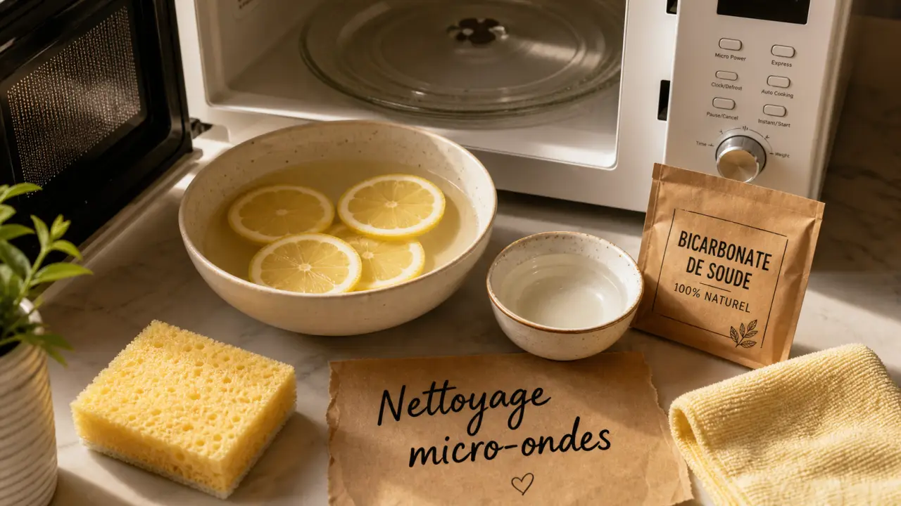 Nettoyage micro onde au citron, vinaigre et bicarbonate pour joints intacts