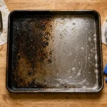 Nettoyer plaque four encrassée : bicarbonate et savon noir sur lèchefrite