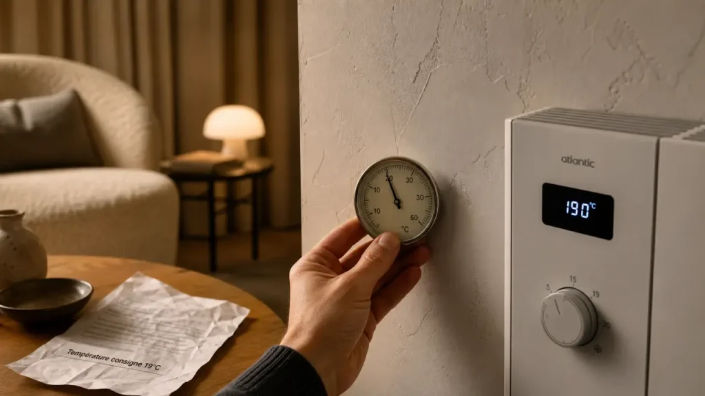 Réglage radiateurs électrique atlantic à 19°C : molette graduée