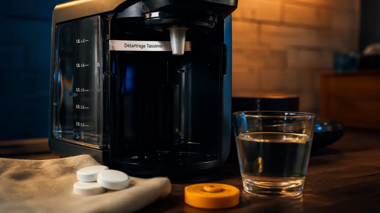 detartrage tassimo bosch : machine ouverte, réservoir et solution