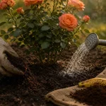 Engrais rosier naturel : compost au pied du rosier