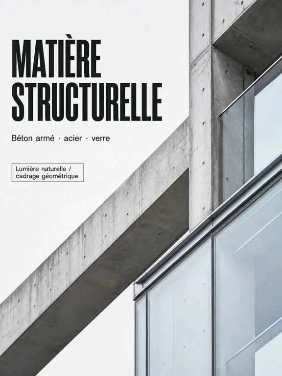 Matériaux industriels utilisés par un architecte moderne : béton, acier et verre
