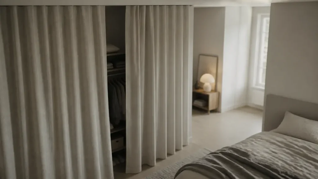 Rideau, store ou coulissant : quelle solution pour fermer un placard sans porte ?