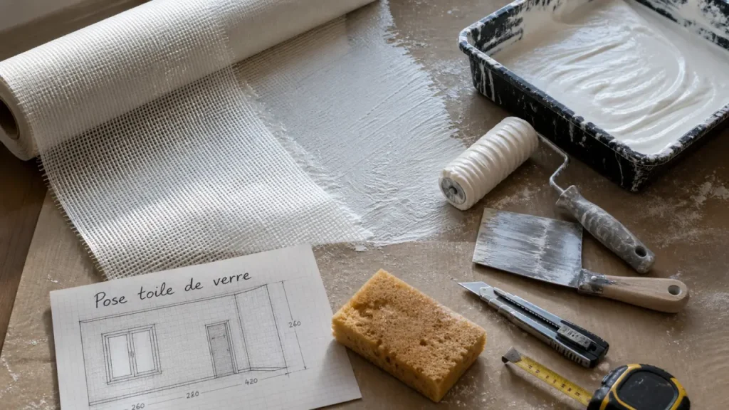 Pose de toile de verre murale : 5 cm de débord et les gestes qui évitent les bulles