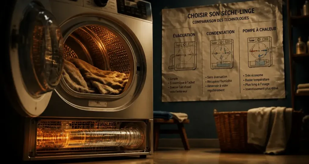 Sèche-linge à pompe à chaleur, condensation ou évacuation : près de 50 % d&rsquo;électricité d&rsquo;écart