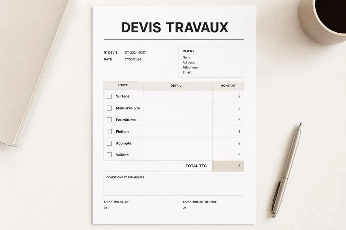 Devis placo : exemple de décomposition d'un devis avec les postes à contrôler