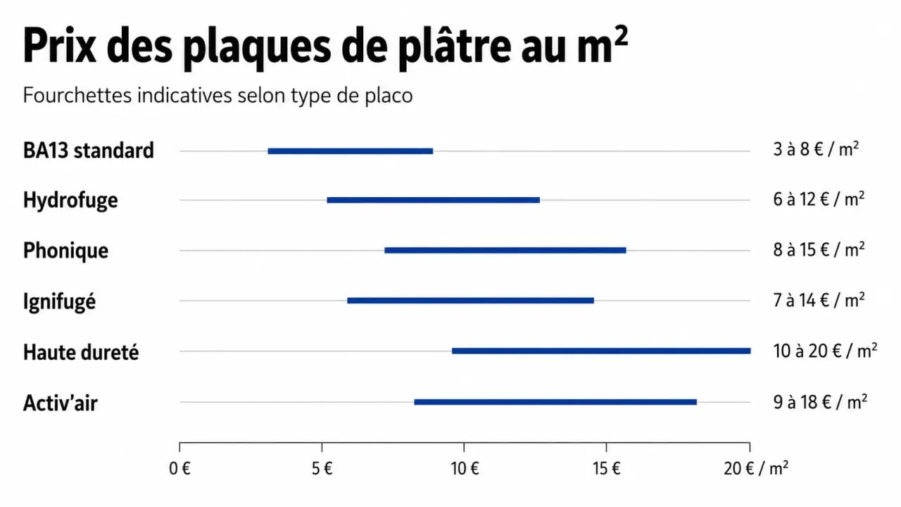 Devis placo : comparatif des types de plaques de plâtre et de leurs prix au m²