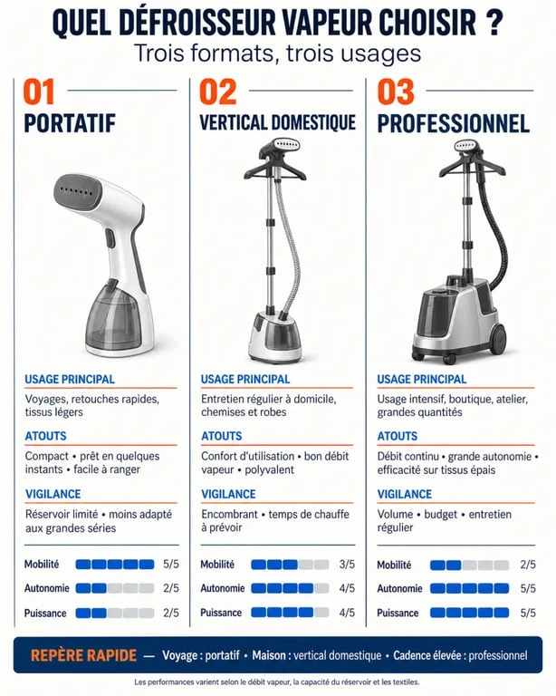 Quel défroisseur choisir : comparaison des modèles portatif, vertical et professionnel