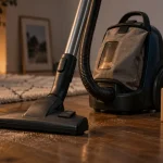 Meilleur aspirateur avec sac silencieux et puissant, 750W et 68 dB, sur parquet en chêne