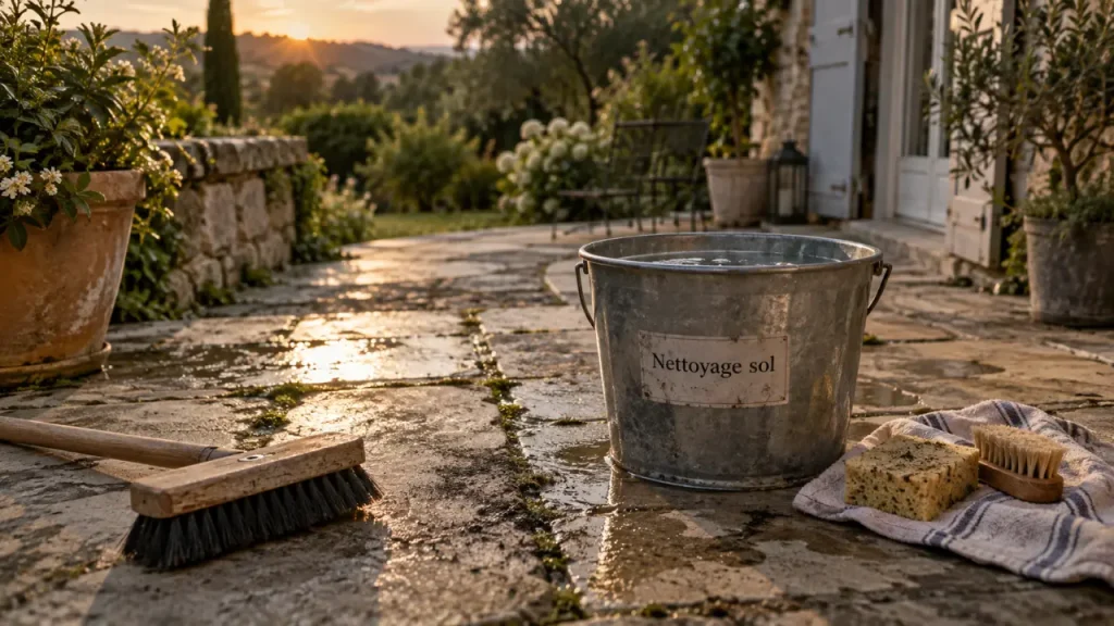 Nettoyer un sol extérieur sans l’abîmer : la bonne méthode selon le matériau