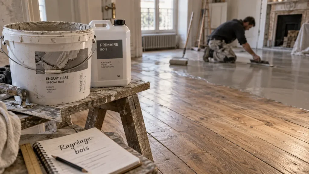 Ragréer un plancher en bois est possible, si le support reste stable et le produit adapté