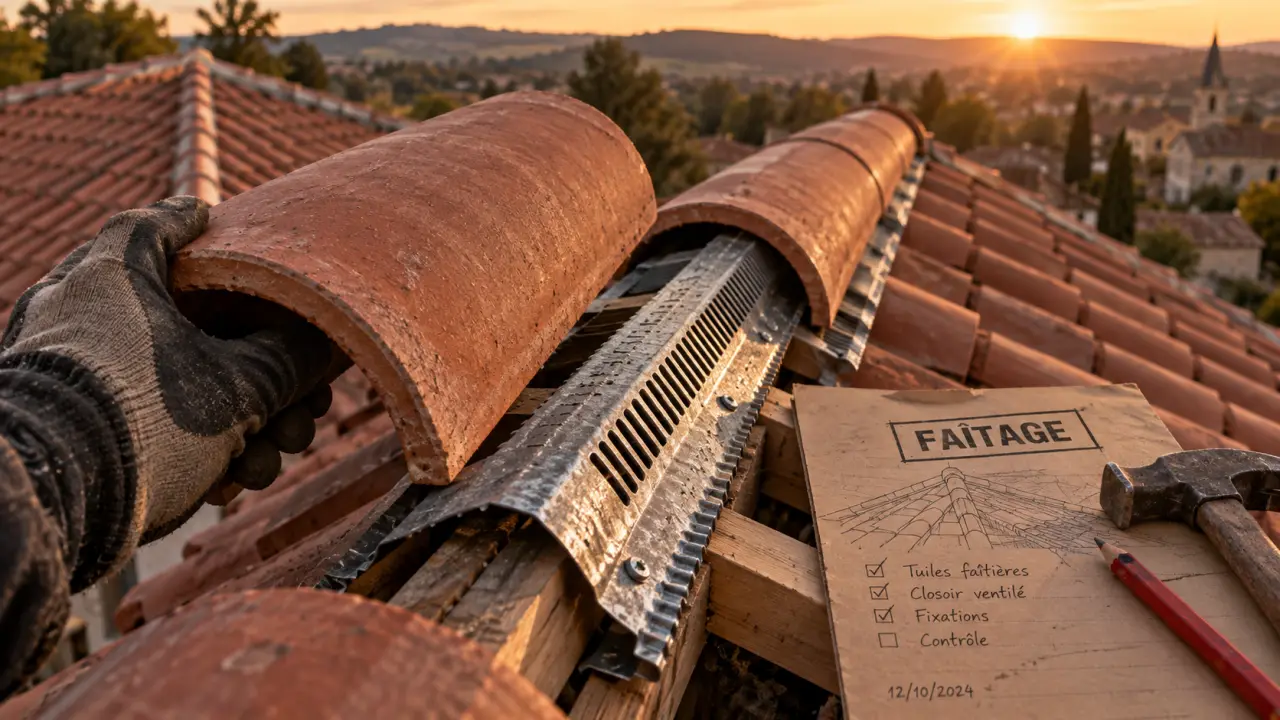 Tuile faitiere et closoir ventilé pour sécuriser le faîtage