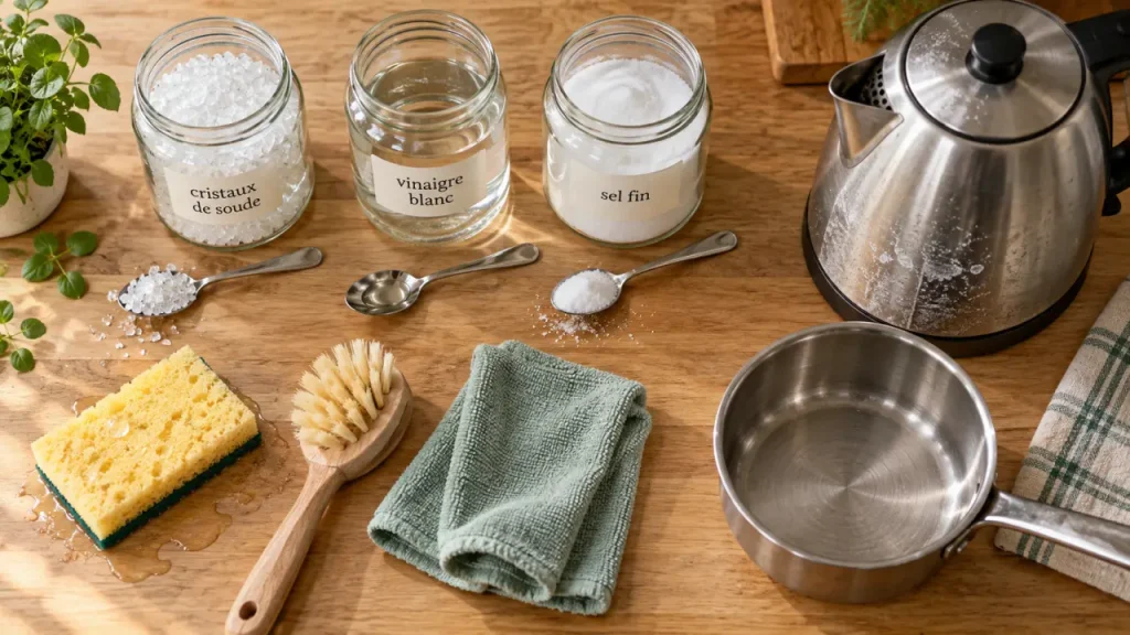 Cristaux de soude, vinaigre et sel : chaque produit a son usage
